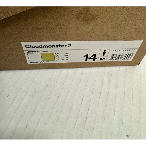 On Running Cloudmonster 2 Undyed Zest Men Runner Road Running Shoes Size 14 - Picture 10 of 11